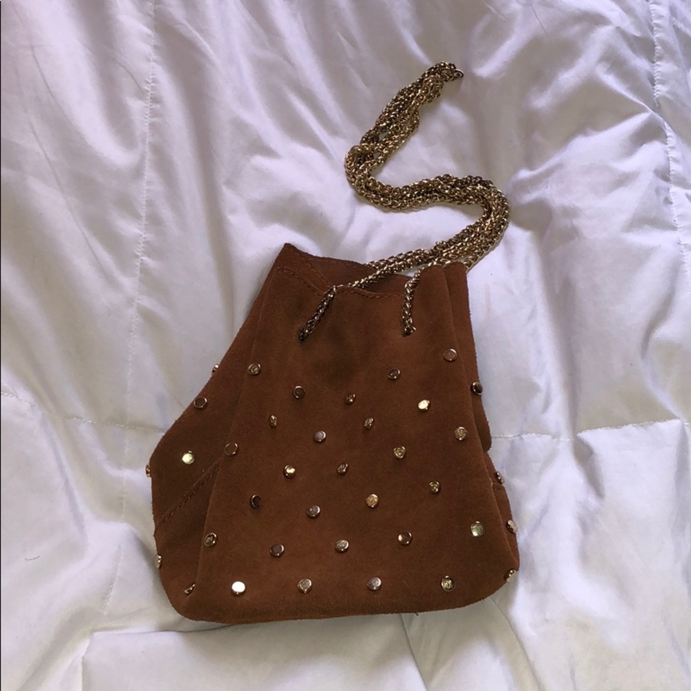 Studded Leather Bucket Purse